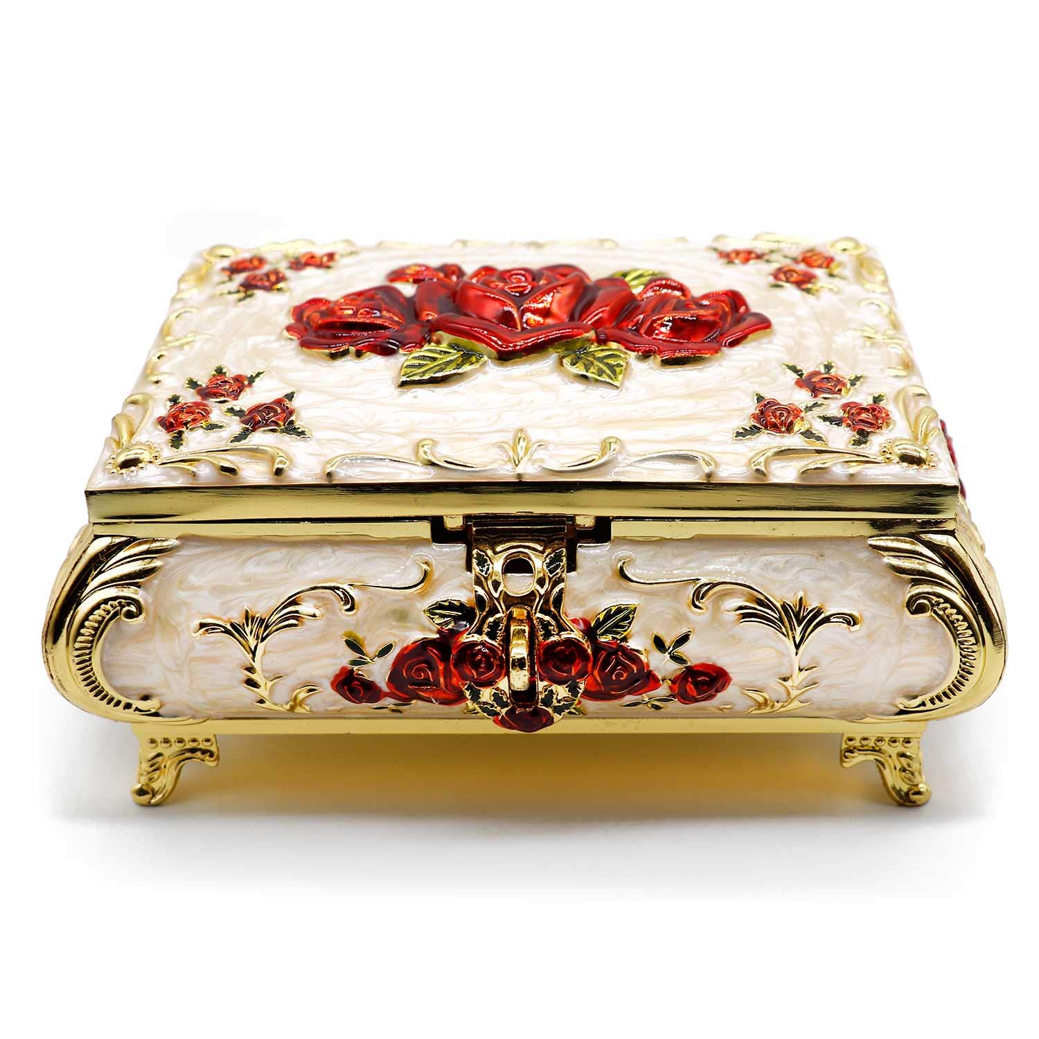 ヴィンテージジュエリーボックス、合金製の絶妙な小物オーガナイザー